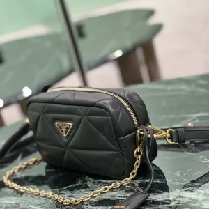 Prada Quilted Camera Bag Small Black Gold Hardware