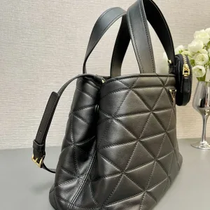 Prada Quilted Top Handle Medium Black Gold Hardware