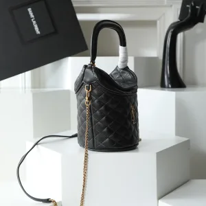 Saint Laurent Bucket Bag Medium Black Gold Hardware Exact Size Unknown 075