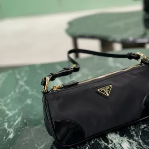 Prada ReNylon Shoulder Bag Small Black Silver Hardware