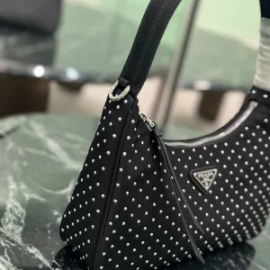 Prada ReNylon Tote Medium Black Silver Hardware