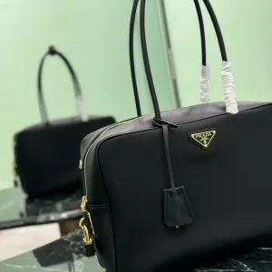 Prada Saffiano Boston Bag Small Black Gold Hardware Variant 2
