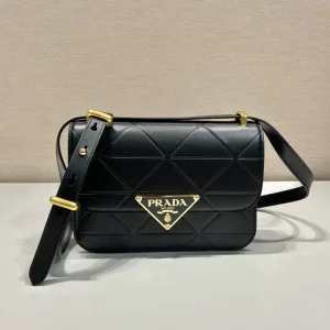 Prada Saffiano Chain Shoulder Bag Small Black Gold Hardware Variant 2