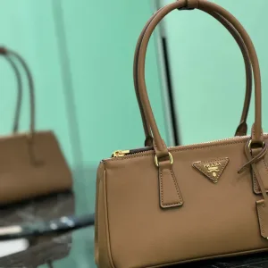 Prada Saffiano Double Tote Medium Caramel Gold Hardware Variant 2