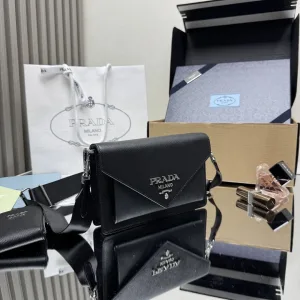 Prada Saffiano Gift Set Small Black Gold Hardware Variant 2