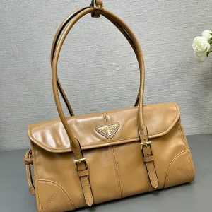 Prada Soft Leather Satchel Large Caramel Gold Hardware