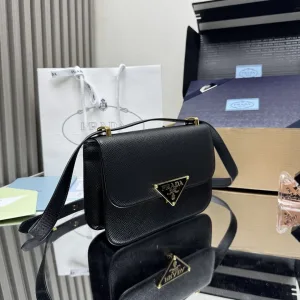 Prada Triangle Camera Bag Small Black Gold Hardware