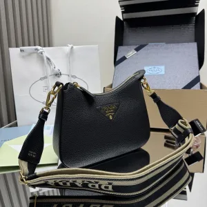 Prada Triangle Shoulder Bag Small Black Gold Hardware Variant 2