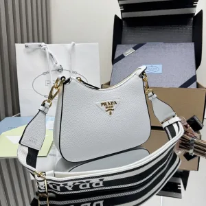 Prada Triangle Shoulder Bag Small White Gold Hardware