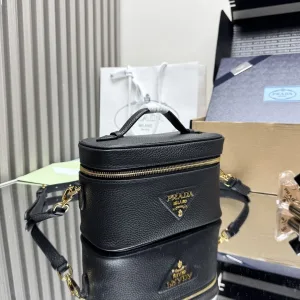 Prada Vanity Case Small Black Gold Hardware