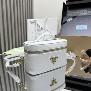 Prada Vanity Case Small White Gold Hardware