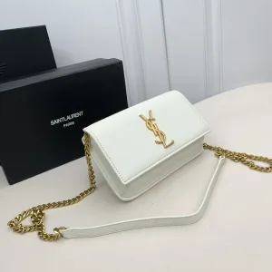 Saint Laurent Kate Chain Bag Small Gray Gold Hardware Exact Size Unknown 069