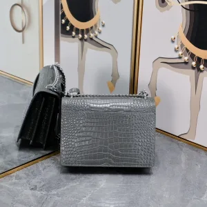 Saint Laurent Kate Chain Bag Small Gray Silver Hardware Exact Size Unknown 054