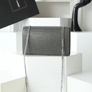 Saint Laurent Kate Chain Bag Small Gray Silver Hardware Exact Size Unknown 113