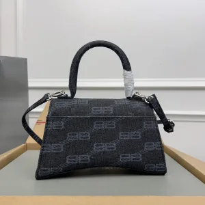 Balenciaga Hourglass Top Handle Small Black Monogram 23cm