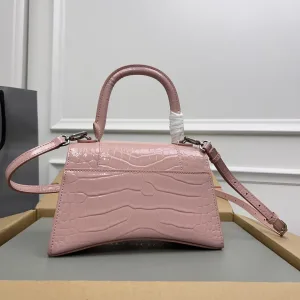 Balenciaga Hourglass Top Handle Small Pink Croc 23cm
