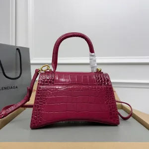 Balenciaga Hourglass Top Handle Small Red Croc 23cm