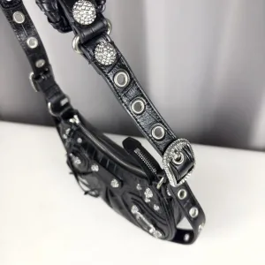 Balenciaga Le Cagole Shoulder Medium Black Studded Silver Hardware 30cm