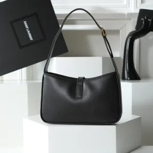 Saint Laurent Le 5 A 7 Hobo Bag Medium Black Gold Hardware Exact Size Unknown 071