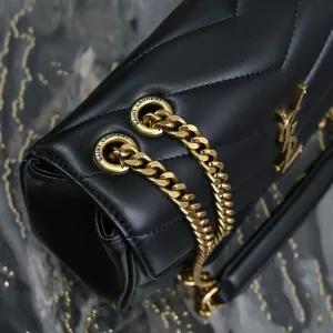 Saint Laurent LouLou Shoulder Bag Medium Black Gold Hardware Exact Size Unknown 037