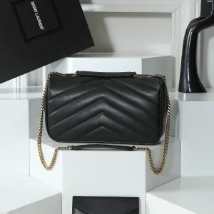 Saint Laurent LouLou Shoulder Bag Medium Black Gold Hardware Exact Size Unknown 082