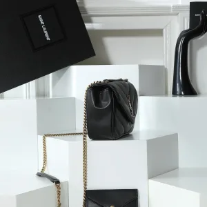 Saint Laurent LouLou Shoulder Bag Medium Black Gold Hardware Exact Size Unknown 083
