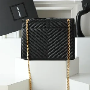Saint Laurent LouLou Shoulder Bag Medium Black Gold Hardware Exact Size Unknown 095