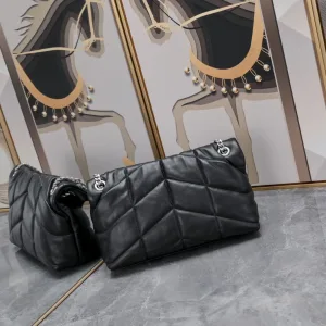 Saint Laurent LouLou Shoulder Bag Medium Black Silver Hardware Exact Size Unknown 023