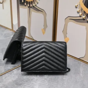 Saint Laurent LouLou Shoulder Bag Medium Black Silver Hardware Exact Size Unknown 034
