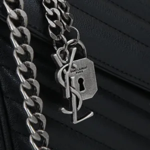 Saint Laurent LouLou Shoulder Bag Medium Black Silver Hardware Exact Size Unknown 040
