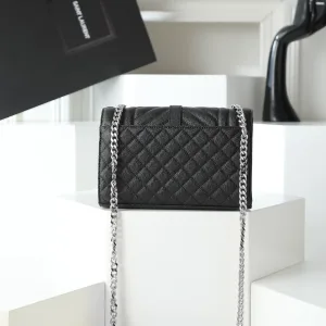 Saint Laurent LouLou Shoulder Bag Medium Black Silver Hardware Exact Size Unknown 088