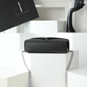 Saint Laurent LouLou Shoulder Bag Medium Black Silver Hardware Exact Size Unknown 098