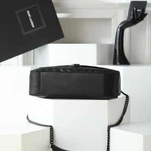 Saint Laurent LouLou Shoulder Bag Medium Black Silver Hardware Exact Size Unknown 225