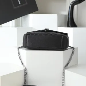Saint Laurent LouLou Shoulder Bag Medium Black Silver Hardware Exact Size Unknown 229
