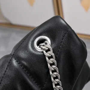 Saint Laurent LouLou Shoulder Bag Medium Gray Gold Hardware Exact Size Unknown 026