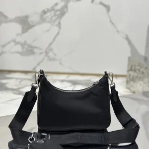 Prada Bucket Bag Medium Black Silver Hardware