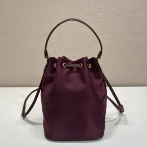 Prada Bucket Bag Small Burgundy Gold Hardware