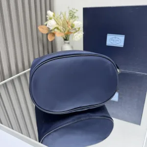 Prada Bucket Tote Medium Blue Gold Hardware
