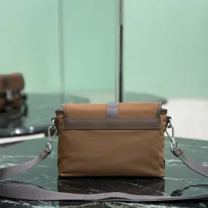 Prada Buckle Crossbody Small Brown Silver Hardware