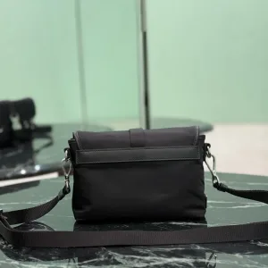 Prada Buckle Shoulder Bag Small Black Silver Hardware