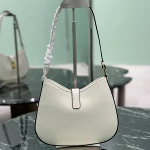 Prada Cleo Hobo Small White Gold Hardware
