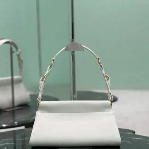 Prada Cleo Shoulder Bag Small White Silver Hardware
