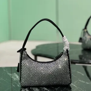 Prada Crystal Mini Bag Small Silver Gold Hardware