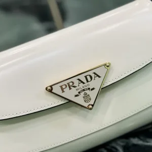 Prada Flap Shoulder Bag Small White Gold Hardware