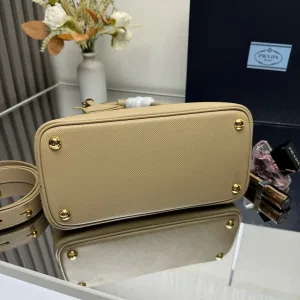 Prada Galleria Top Handle Medium Beige Gold Hardware