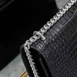 Saint Laurent Kate Chain Bag Small Black Silver Hardware Exact Size Unknown 053