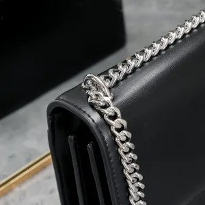 Saint Laurent Kate Chain Bag Small Black Silver Hardware Exact Size Unknown 057
