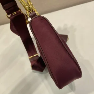 Prada Hobo Bag Small Burgundy Gold Hardware