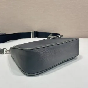 Prada Hobo Bag Small Charcoal Silver Hardware