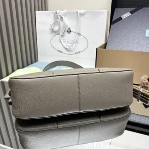 Prada Hobo Shoulder Bag Medium Gray Silver Hardware